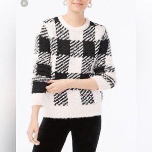 NWT J.Crew Bouclé Buffalo Check Plaid Wool Alpaca Blend Sweater Size S